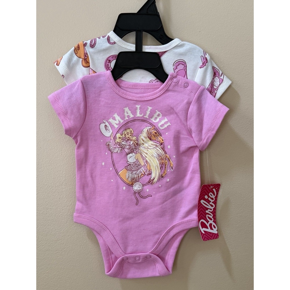 Barbie  Baby Girls Playful Graphic One-Piece Bodysuites 2-Pack Size 3/6M NWT